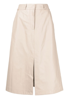 Lorena Antoniazzi high-waisted leather midi skirt - Neutrals