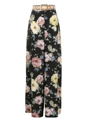 ZIMMERMANN Luminosity floral-print silk trousers - Black