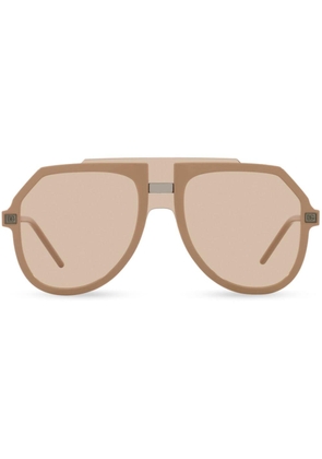 Dolce & Gabbana Eyewear logo-engraved oversize-frame sunglasses - Neutrals
