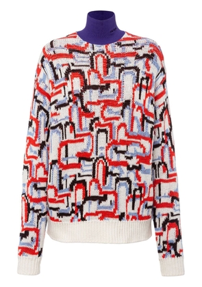 Prada abstract-pattern knitted jumper - White
