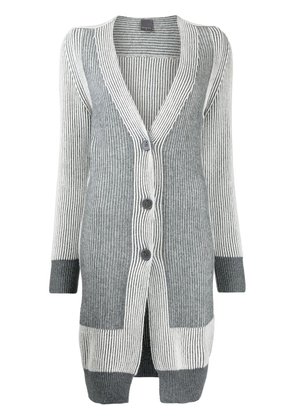 Lorena Antoniazzi colour-block ribbed-knit cardi-coat - Grey