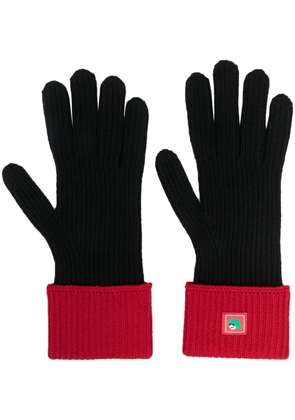 Kenzo logo-patch ribbed-knit gloves - Black