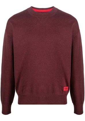 HUGO logo-patch crew neck sweatshirt - Red