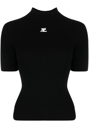 Courrèges logo-print knitted top - Black