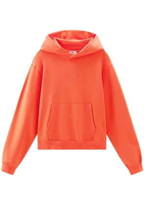 Woolrich logo-embroidered cotton hoodie - Orange
