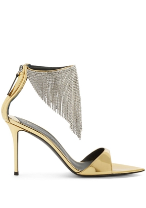 Giuseppe Zanotti Intriigo 90mm crystal-fringe sandals - Gold