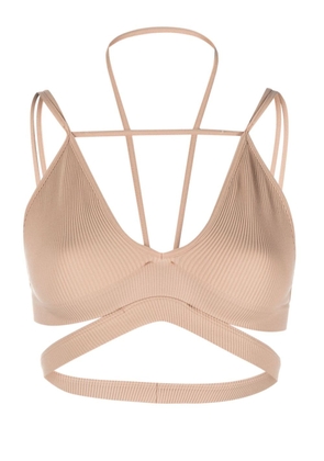 ANDREĀDAMO ribbed cut-out bra - Brown