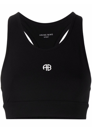 ANINE BING logo-print sports bra - Black