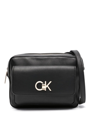 Calvin Klein logo-plaque leather crossbody bag - Black