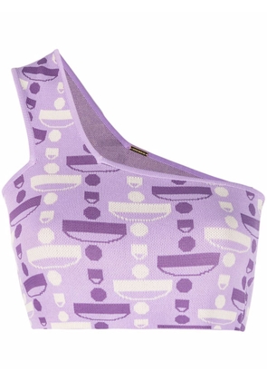 Dodo Bar Or one-shoulder cropped pattern top - Purple
