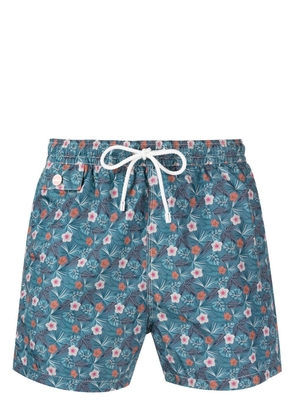 Kiton floral-print swim shorts - Blue