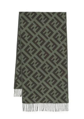 FENDI FF-motif cashmere scarf - Green