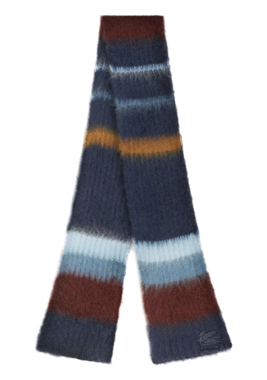 ETRO striped ribbed-knit scarf - Blue