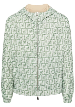 FENDI FF-print reversible hooded jacket - Green