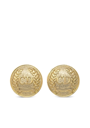 Christian Dior Pre-Owned 1990-2000 CD-embossed button clip-on earrings - Gold