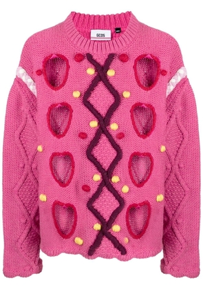 Gcds open-knit oversize jumper - Pink