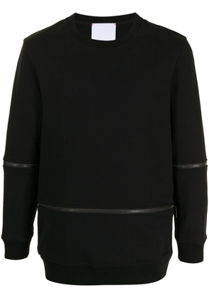 Ports V zip details crew neck sweatshirt - Black