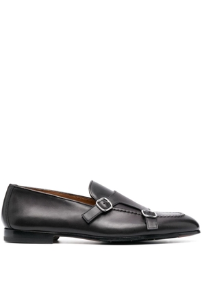 Doucal's double-buckle leather monk shoes - Grey