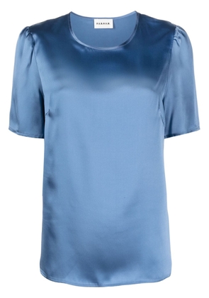 P.A.R.O.S.H. round-neck puff-sleeves silk blouse - Blue