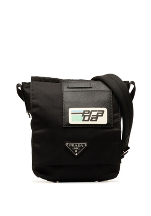 Prada Pre-Owned 2013-2023 Tessuto and Saffiano Trimmed Racer Logo crossbody bag - Black