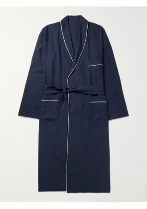 Anderson & Sheppard - Piped Linen Robe - Men - Blue - S