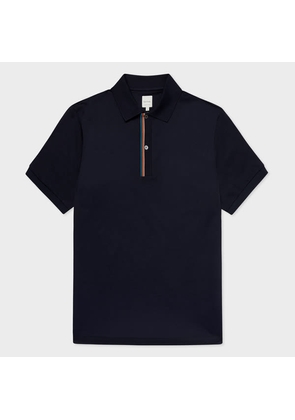 Paul Smith Dark Navy 'Signature Stripe' Trim Polo Shirt Blue