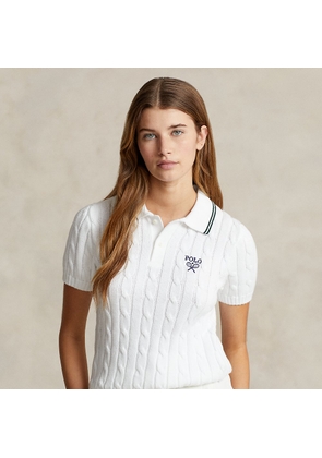 Wimbledon Cable-Knit Cotton Polo Shirt