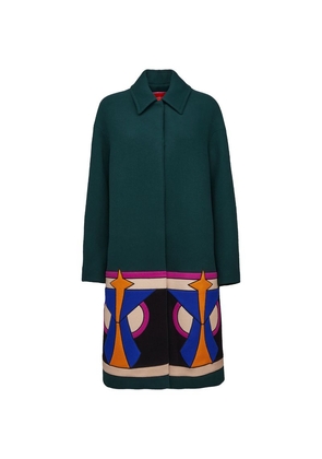 La Doublej Wool-Blend Appliqué Intarsia Coat