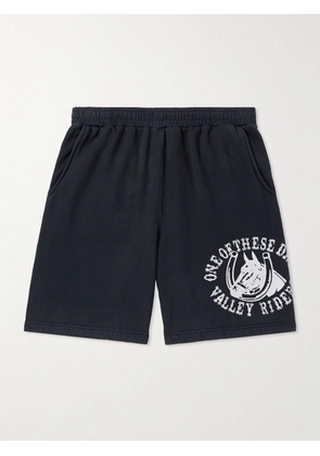 One Of These Days - Valley Riders Straight-Leg Logo-Print Cotton-Jersey Shorts - Men - Black - S