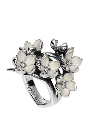Shaun Leane Sterling Silver And Diamond Cherry Blossom Full Flower Ring