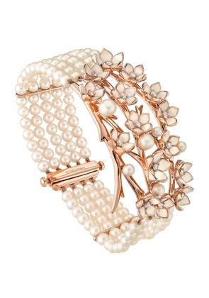 Shaun Leane Rose Gold Vermeil, Diamond And Pearl Cherry Blossom Strand Bracelet