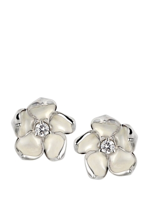 Shaun Leane Large Sterling Silver And Diamond Cherry Blossom Flower Earrings