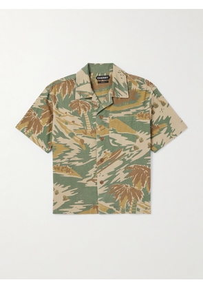 Cherry Los Angeles - Camp-Collar Printed Cotton-Twill Shirt - Men - Green - XS