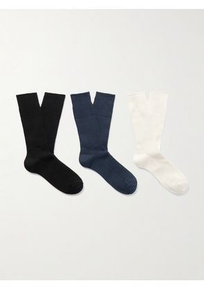 Anonymous Ism - Three-Pack Ribbed-Knit Socks - Men - Multi - M