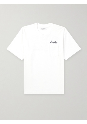 Cherry Los Angeles - Trophy Logo-Print Garment-Dyed Cotton-Jersey T-Shirt - Men - White - XS