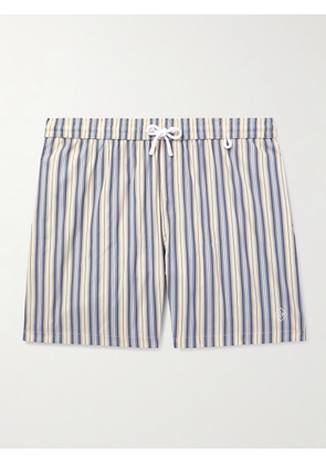 Loro Piana - Bay Vintage Straight-Leg Mid-Length Logo-Print Striped Swim Shorts - Men - Gray - XS