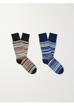 Paul Smith - Two-Pack Striped Cotton-Blend Socks - Men - Unknown