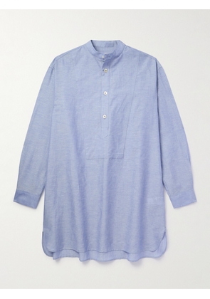 Loro Piana - Suwako Grandad-Collar Striped Linen and Cotton-Blend Shirt - Men - Blue - S