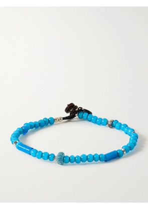 Mikia - White Hearts Silver and Enamel Beaded Bracelet - Men - Blue - M