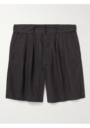 RRL - Hawkes Wide-Leg Pleated Cotton-Twill Shorts - Men - Black - UK/US 28