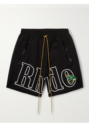 Rhude - St. Tropez Straight-Leg Logo-Print and Embroidered Shell Shorts - Men - Black - XS