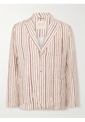 Kardo - Hugh Embroidered Striped Cotton Suit Jacket - Men - Neutrals - S