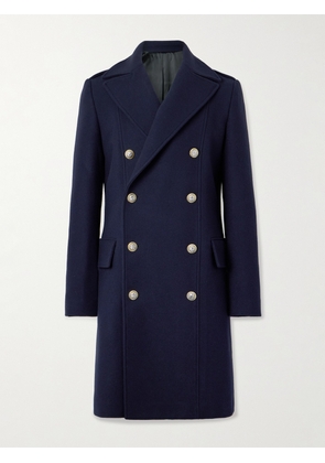 Balmain - Double-Breasted Wool-Blend Felt Coat - Men - Blue - IT 46