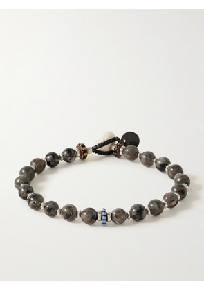 Mikia - Silver, Yooperlite and Shell Beaded Bracelet - Men - Gray - M