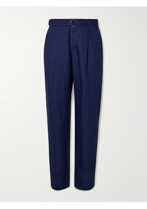 Oliver Spencer - Tapered Belted Linen Trousers - Men - Blue - UK/US 28