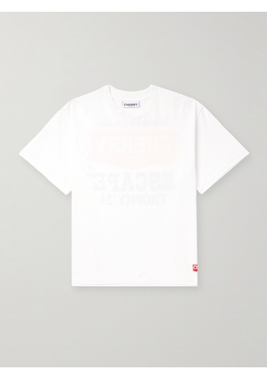 Cherry Los Angeles - Escape Logo-Print Garment-Dyed Cotton-Jersey T-Shirt - Men - White - XS