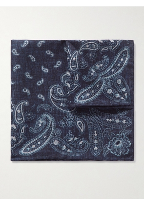 Brunello Cucinelli - Paisley-Print Silk Pocket Square - Men - Blue
