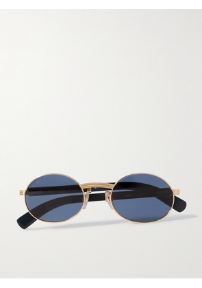 Cartier Eyewear - Première Round-Frame Gold-Tone and Wood Sunglasses - Men - Blue
