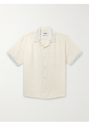 Corridor - Camp-Collar Embroidered Linen and Cotton-Blend Shirt - Men - Neutrals - S