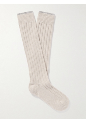 Brunello Cucinelli - Ribbed Cashmere Socks - Men - Gray - S